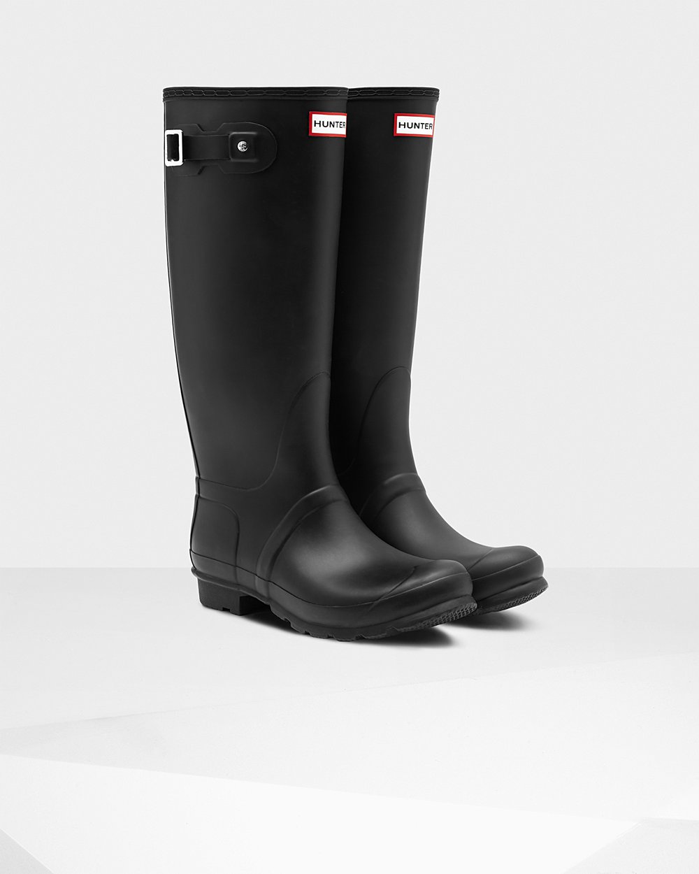 Womens Wide Fit Rain Boots - Hunter Original Tall Leg (83KNZMJDQ) - Black